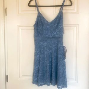 Lacy light blue medium cocktail dress